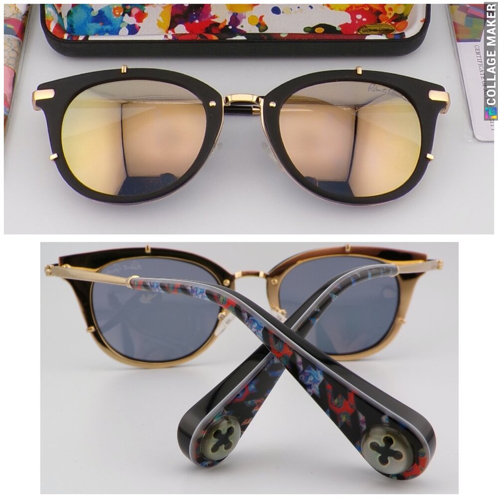 Robert Graham Button Detail Round Gold Mirror Shades Retro Summer Colorful WYATT